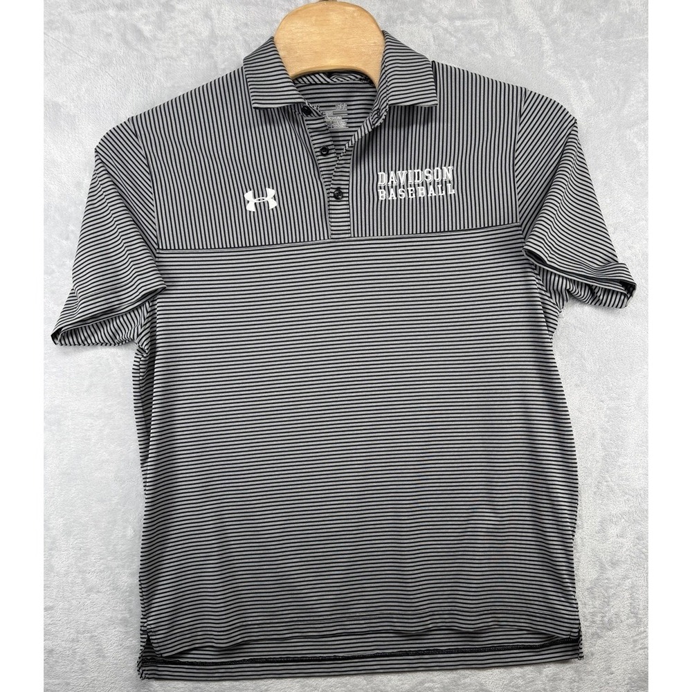 Under Armour Davidson Wildcats Baseball Heat Gear Short Sleeve Polo Shirt Mens L